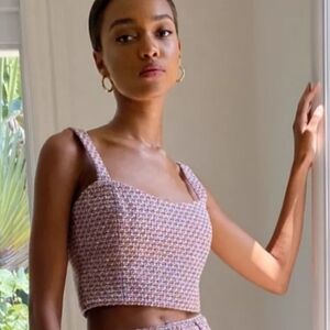 Aritzia Babaton times tweed top pink rainbow size 10 T13